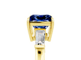 Yellow gold Princess Cut Cut Diamond Ring with Tapered Baguette Side Stones in Four-Prong Setting_5