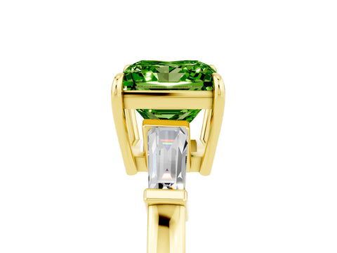 Yellow gold Princess Cut Cut Diamond Ring with Tapered Baguette Side Stones in Four-Prong Setting_5