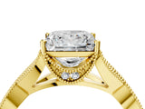 Yellow gold Princess Cut Cut Diamond Twisted Band with Milgrain Pave Setting and Four-Prong Setting_10