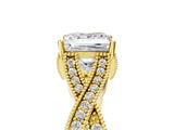 Yellow gold Princess Cut Cut Diamond Twisted Band with Milgrain Pave Setting and Four-Prong Setting_11