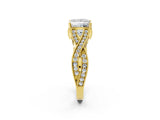 Yellow gold Princess Cut Cut Diamond Twisted Band with Milgrain Pave Setting and Four-Prong Setting_8
