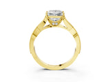 Yellow gold Princess Cut Cut Diamond Twisted Band with Milgrain Pave Setting and Four-Prong Setting_9