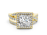 Yellow gold Princess Cut Cut Halo Split Shank Prong Setting Ring_12