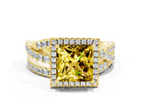 Yellow gold Princess Cut Cut Halo Split Shank Prong Setting Ring_12