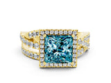 Yellow gold Princess Cut Cut Halo Split Shank Prong Setting Ring_12