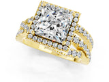 Yellow gold Princess Cut Cut Halo Split Shank Prong Setting Ring_13