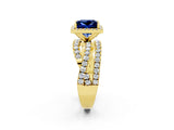 Yellow gold Princess Cut Cut Halo Split Shank Prong Setting Ring_14