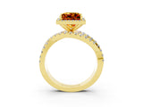 Yellow gold Princess Cut Cut Halo Split Shank Prong Setting Ring_15