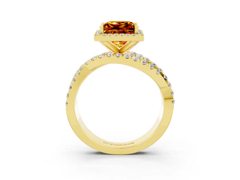 Yellow gold Princess Cut Cut Halo Split Shank Prong Setting Ring_15