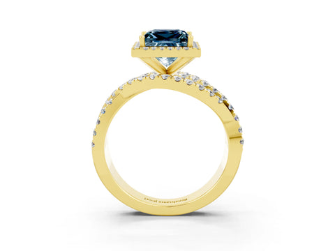Yellow gold Princess Cut Cut Halo Split Shank Prong Setting Ring_15