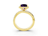 Yellow gold Princess Cut Cut Halo Split Shank Prong Setting Ring_15