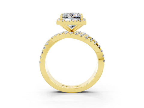 Yellow gold Princess Cut Cut Halo Split Shank Prong Setting Ring_15