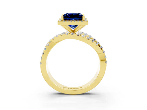 Yellow gold Princess Cut Cut Halo Split Shank Prong Setting Ring_15