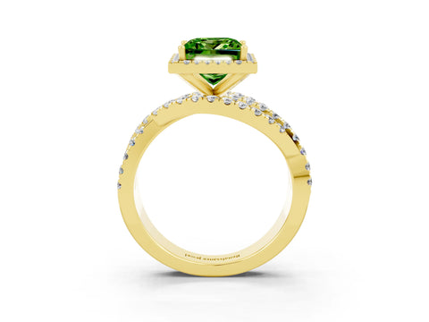 Yellow gold Princess Cut Cut Halo Split Shank Prong Setting Ring_15