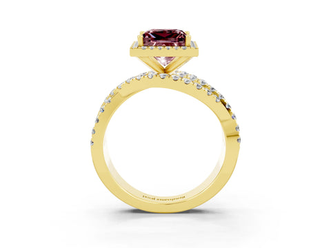 Yellow gold Princess Cut Cut Halo Split Shank Prong Setting Ring_15
