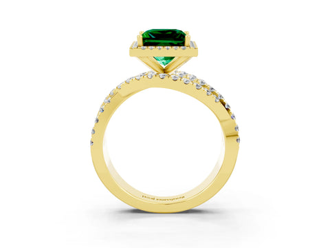 Yellow gold Princess Cut Cut Halo Split Shank Prong Setting Ring_15