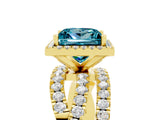 Yellow gold Princess Cut Cut Halo Split Shank Prong Setting Ring_17