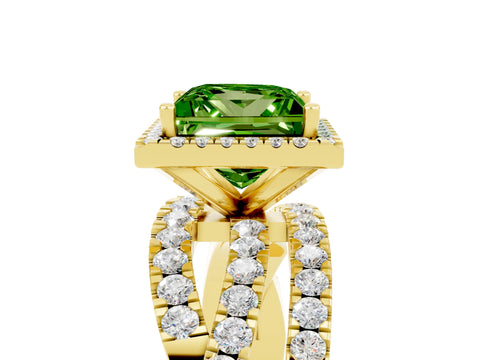 Yellow gold Princess Cut Cut Halo Split Shank Prong Setting Ring_17