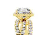 Yellow gold Princess Cut Cut Halo Split Shank Prong Setting Ring_17