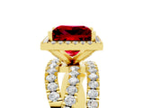Yellow gold Princess Cut Cut Halo Split Shank Prong Setting Ring_17