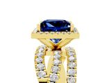 Yellow gold Princess Cut Cut Halo Split Shank Prong Setting Ring_17