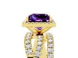 Yellow gold Princess Cut Cut Halo Split Shank Prong Setting Ring_17