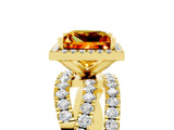 Yellow gold Princess Cut Cut Halo Split Shank Prong Setting Ring_17