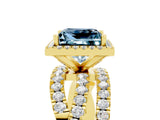 Yellow gold Princess Cut Cut Halo Split Shank Prong Setting Ring_17