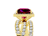 Yellow gold Princess Cut Cut Halo Split Shank Prong Setting Ring_17