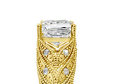 Yellow gold Princess Cut Cut Milgrain Pave Diamond Engagement Ring with Four-Prong Setting_20