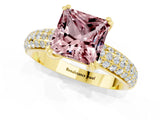 Yellow gold Princess Cut Cut Pave Diamond Engagement Ring with Channel Set Band and Four-Prong Setting_1