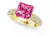 Yellow gold Princess Cut Cut Pave Diamond Engagement Ring with Channel Set Band and Four-Prong Setting_1