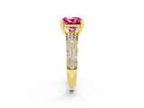 Yellow gold Princess Cut Cut Pave Diamond Engagement Ring with Channel Set Band and Four-Prong Setting_2