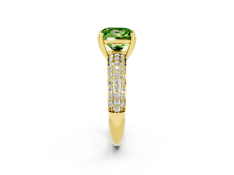 Yellow gold Princess Cut Cut Pave Diamond Engagement Ring with Channel Set Band and Four-Prong Setting_2