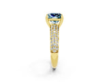Yellow gold Princess Cut Cut Pave Diamond Engagement Ring with Channel Set Band and Four-Prong Setting_2