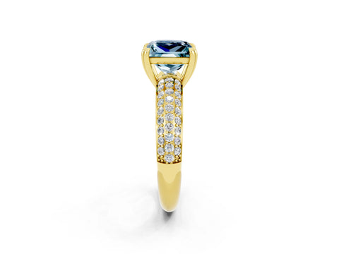 Yellow gold Princess Cut Cut Pave Diamond Engagement Ring with Channel Set Band and Four-Prong Setting_2