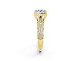 Yellow gold Princess Cut Cut Pave Diamond Engagement Ring with Channel Set Band and Four-Prong Setting_2