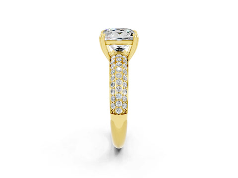 Yellow gold Princess Cut Cut Pave Diamond Engagement Ring with Channel Set Band and Four-Prong Setting_2