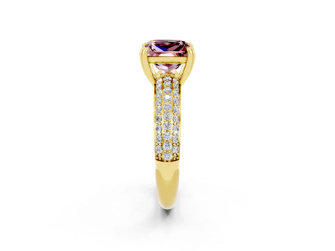 Yellow gold Princess Cut Cut Pave Diamond Engagement Ring with Channel Set Band and Four-Prong Setting_2
