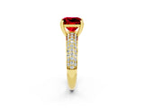 Yellow gold Princess Cut Cut Pave Diamond Engagement Ring with Channel Set Band and Four-Prong Setting_2