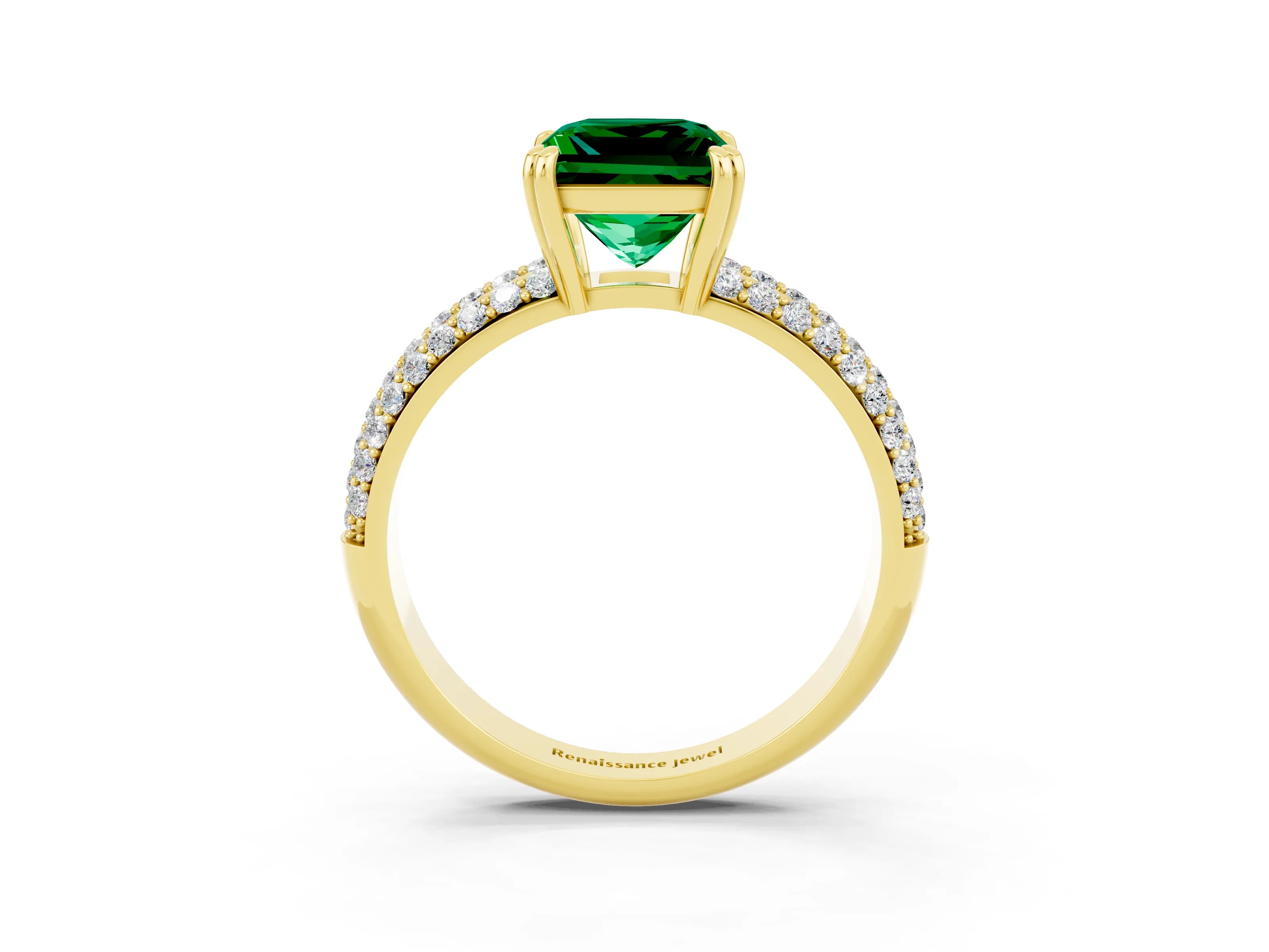 Yellow gold Princess Cut Cut Pave Diamond Engagement Ring with Channel Set Band and Four-Prong Setting_3