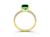 Yellow gold Princess Cut Cut Pave Diamond Engagement Ring with Channel Set Band and Four-Prong Setting_3