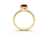 Yellow gold Princess Cut Cut Pave Diamond Engagement Ring with Channel Set Band and Four-Prong Setting_3