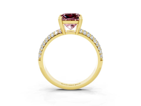 Yellow gold Princess Cut Cut Pave Diamond Engagement Ring with Channel Set Band and Four-Prong Setting_3