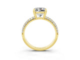 Yellow gold Princess Cut Cut Pave Diamond Engagement Ring with Channel Set Band and Four-Prong Setting_3