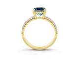 Yellow gold Princess Cut Cut Pave Diamond Engagement Ring with Channel Set Band and Four-Prong Setting_3