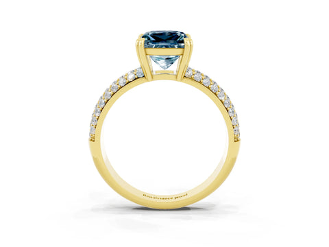 Yellow gold Princess Cut Cut Pave Diamond Engagement Ring with Channel Set Band and Four-Prong Setting_3