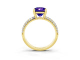 Yellow gold Princess Cut Cut Pave Diamond Engagement Ring with Channel Set Band and Four-Prong Setting_3