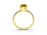 Yellow gold Princess Cut Cut Pave Diamond Engagement Ring with Channel Set Band and Four-Prong Setting_3