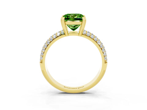 Yellow gold Princess Cut Cut Pave Diamond Engagement Ring with Channel Set Band and Four-Prong Setting_3